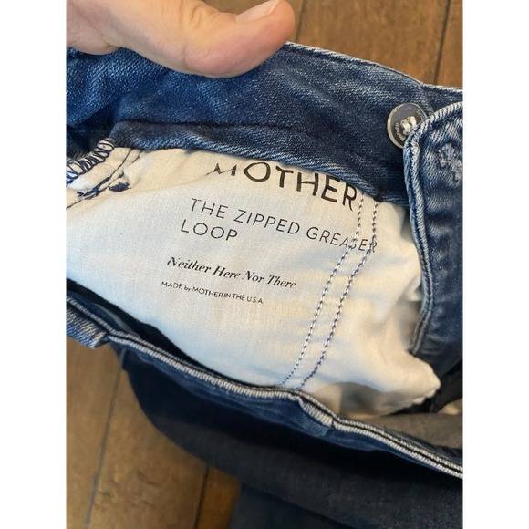 Mother Wide Crop Ankle Denim Blue Jeans  The Zipped Greaser Loop Women's Size 28 - Picture 5 of 8